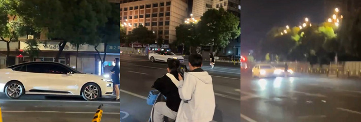 江西南昌情侣吵架 女子直接在大马路上拦车不让走 这是真虎啊 不要命了