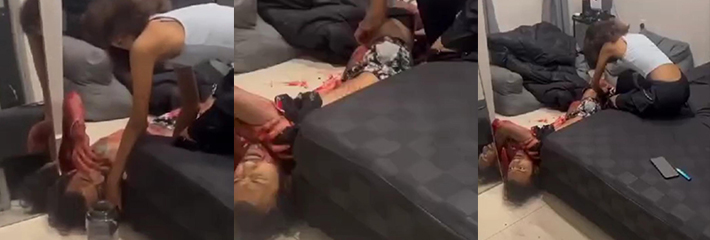出轨需谨慎 马来西亚年轻美女模特怀疑男友出轨，持刀背刺摄影师男友！