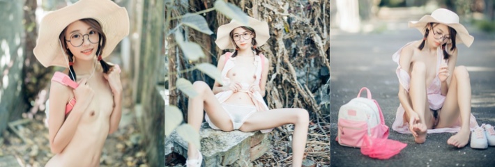 超反差双马尾少女妍妍户外大尺度写真拍摄 抓精虫的小女孩淘气调皮 美艳动人全程高能摄影