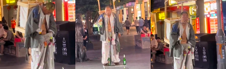 硬核狠人三件套：鞭炮炸鸡、口吞香烟、眼睛喝酒！这操作太野了！