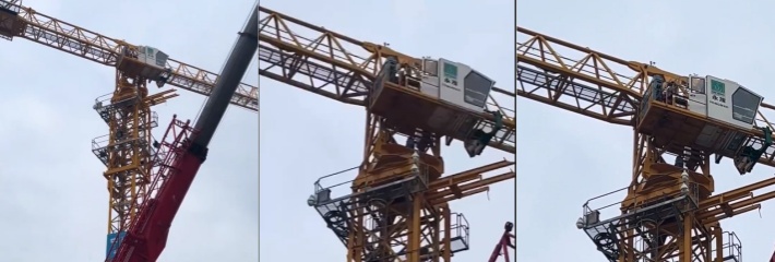 奇葩事件！吊车司机找鸡，让鸡爬上去做爱，给下面人整无语了，这爬这么高项目这么刺激得加钱吧