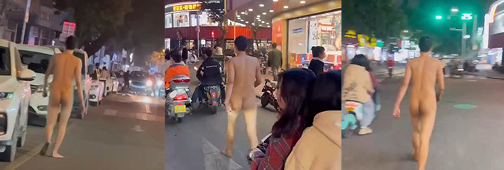 裸奔侠又来了！黑龙江佳木斯市惊现裸奔男 热闹市区如入无人之境!