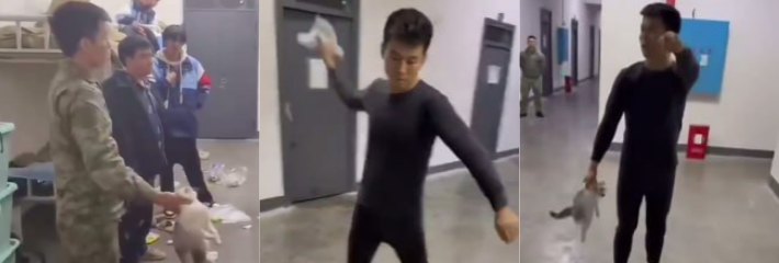 湖南湘西职校军训教官 查寝发现学生带猫进宿舍 暴力摔猫视频完整版流出！
