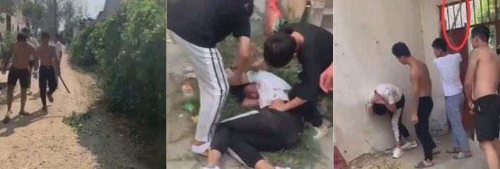 河南一群精神小伙 手持武士刀暴力殴打一男子 打得差点去见太奶！