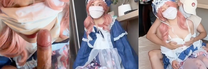 cosplay网黄樱花小猫萝莉嫩穴 蓝色女仆装白丝足交口交女上位狂操喷汁淫荡小母狗撩人撸爆