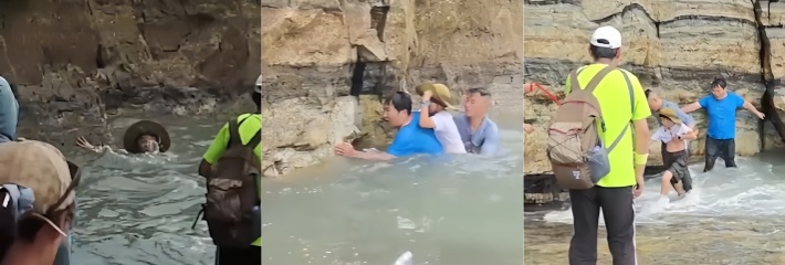 黑料正能量 山东青岛海边 孩童意外落水 几名勇士暖心救援 感动全网