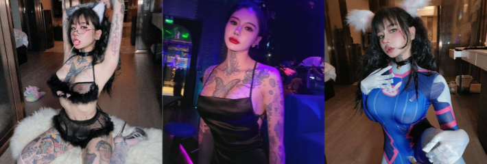 推特高科技骚母狗 longmaocouple 无敌至尊符文法师 全身大面积纹身 喜欢纹身的精神小妹有福了！