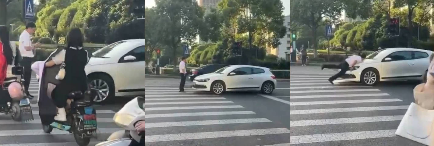 江苏常州江南银行一男子为爱割喉！斑马线上当场割喉毙命极其恐怖！