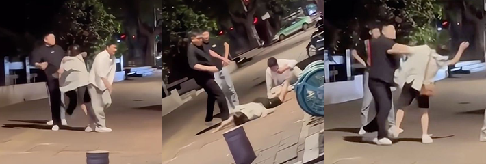 街头猛女吵架仗着自己是版本t0以为男人不敢动手 没想到遭男子KO两次！