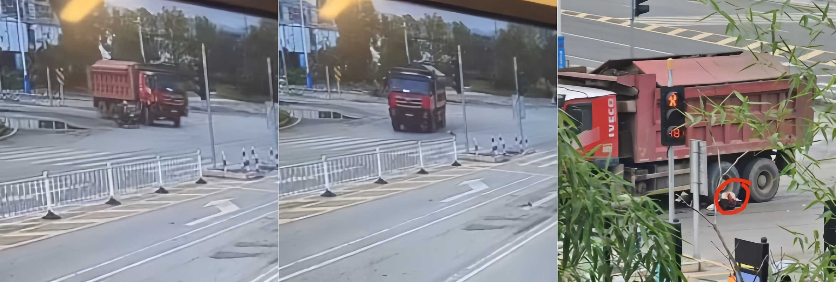 重庆梁平街头惊现血腥车祸 电动车横穿马路 被货车右拐碾压当场身亡 监控曝光令人触目惊心