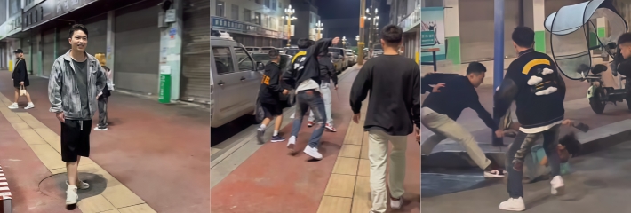 现实版古惑仔 精神小伙第一视角直击砍人现场 下车拿刀就开干 根本不管人死活
