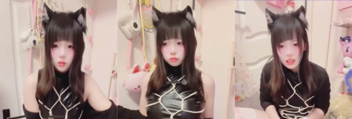 热门萝莉福利姬 兔宝大人 黑色紧身皮衣捆绑play 自行演绎福利放送！