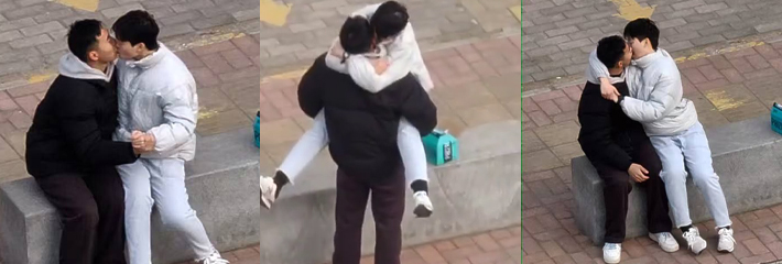 河南黄河交通学院 两个男的在操场上肆无忌惮拥吻 还抱起来 大学生这么会玩了吗？