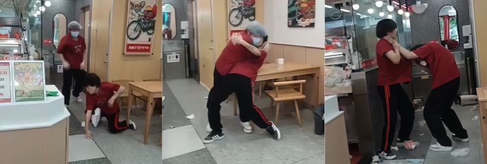 塔斯汀快餐店 红衣员工 店内打架互殴现场视频曝光