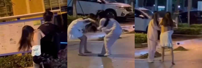 网传吃瓜 一男带小三楼下车震 原配现场抓奸怒打小三 男的直接跑路