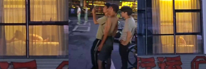 酒店做爱不拉窗帘被路人现场直播激战全过程 还带配音 还是城里人会玩！