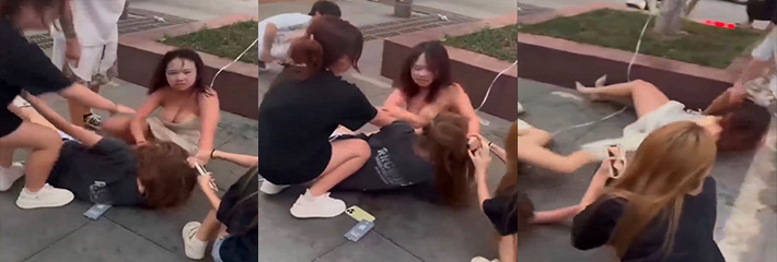 女子斗殴视频疯传 黑衣女被连扇耳光 白花花的大奶子直接露出 劝架男被甩倒引发热议