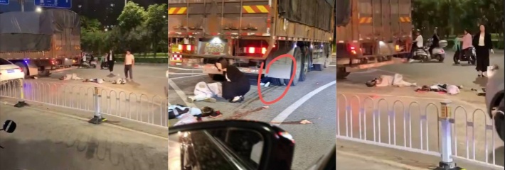 南宁壮锦大道路口，货车右转时与电瓶车碰撞，妈妈和两仔惨遭碾压 三人当场身亡！