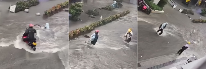 黑料正能量 广州外卖小哥 暴雨积水中勇救孩童 灾难无情人间有爱