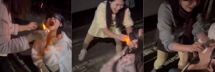 一伙骚鸡精神小妹直播节目太没下限 往嘴里塞点燃的纸 拖鞋抽逼抽鸡巴 你们喜欢看吗？
