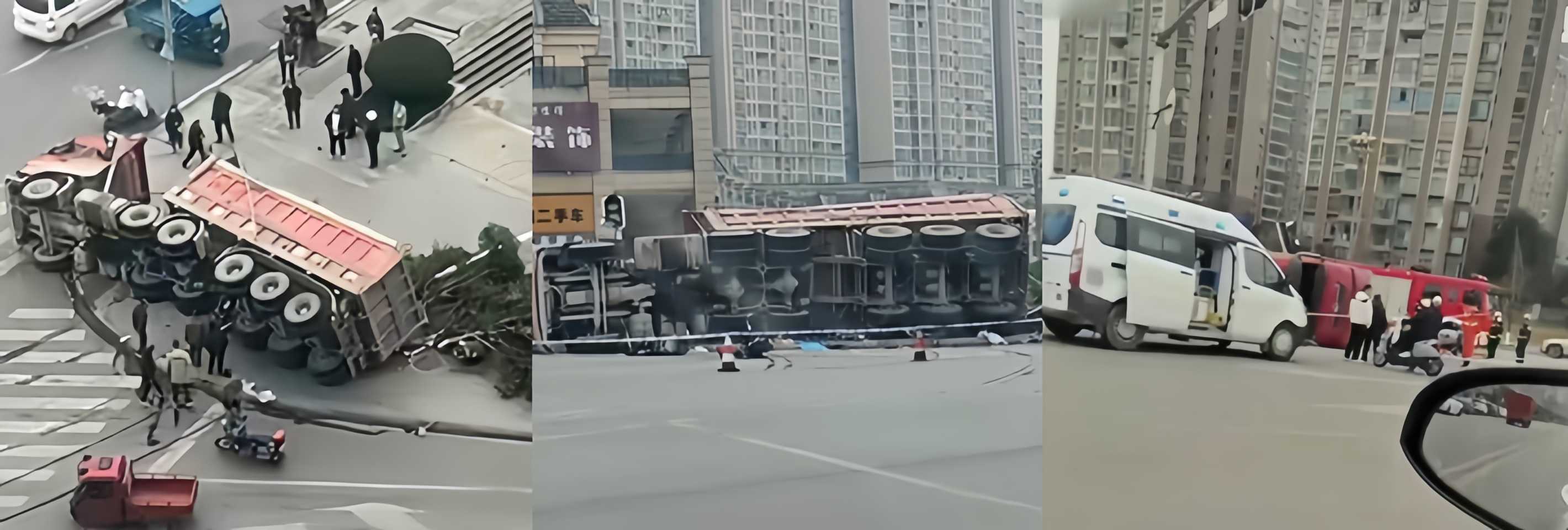 广安街头惊魂一刻 电瓶车闯红灯直怼大运货车 横冲直撞惨死街头