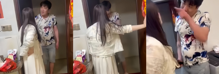 男女家中争吵升级 双方都不让步 最后情绪失控大打出手 打架画面曝光