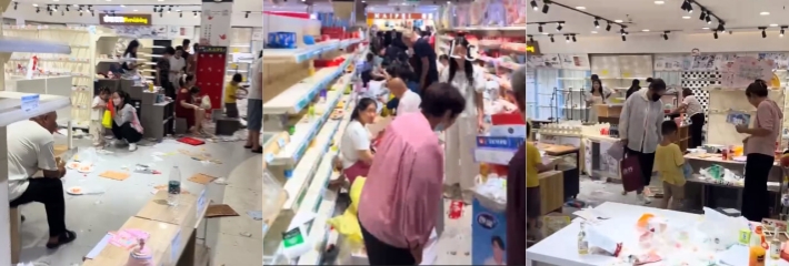 河南商丘 惊现零元购 柘城县幸福万家超市被传要倒闭了，随即大量买了购物卡顾客涌入超市抢购!