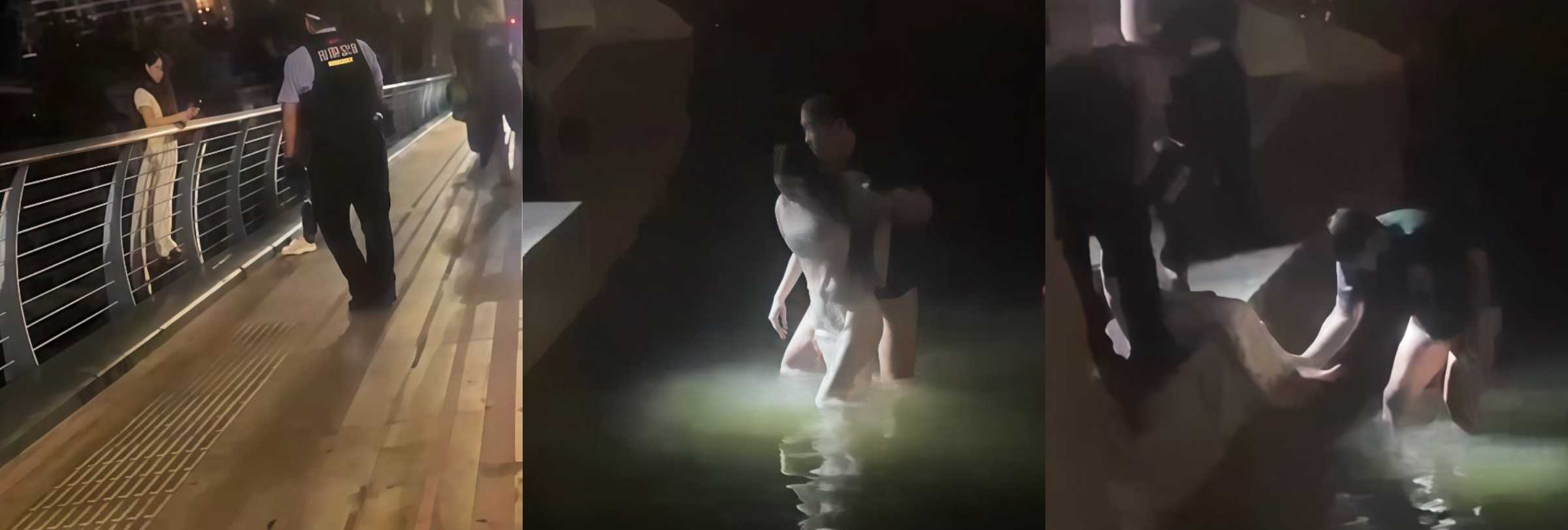 黑料正能量 三亚某大桥上 外卖小哥 水中勇救跳桥女子 展现英雄本色