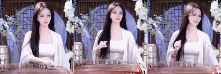抖音古筝网红 小承丞丞 插震动棒直播 表面弹琴腿却抖个不停