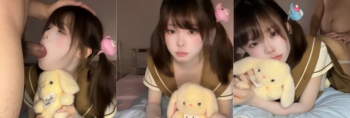 极品萝莉 辞宝 扎着可爱双马尾躺在床上 被单男后入猛操嫩穴