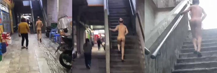 某老小区惊现裸男出行，全裸露出大摇大摆的行走，内心太强大了！