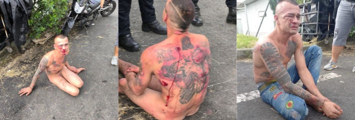偷鸡不成蚀把米 纹身小偷在哥伦比亚商店偷窃翻车 邻居暴揍致纹身绽线血肉横飞！