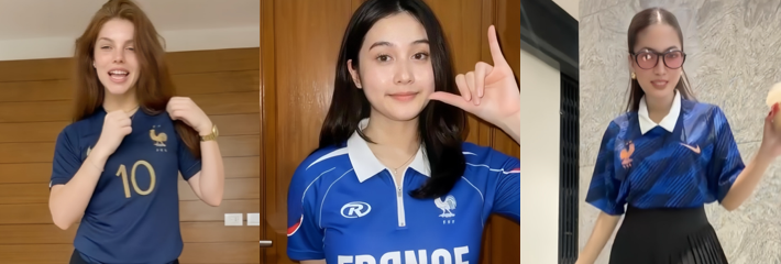 2026世界杯法国国家队 队长舞蹈球迷狂欢大挑战 蓝衣女粉超燃热舞