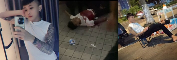 快手精神小伙 侯小黑 在海口VG酒吧因多看了别人女朋友几眼被人捅死 血染全身！