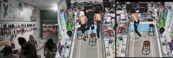 临汾市翼城一家手机店惨遭大洗劫：5个贼蒙面疯狂上演现实版零元购大戏 串码追踪跑不掉！