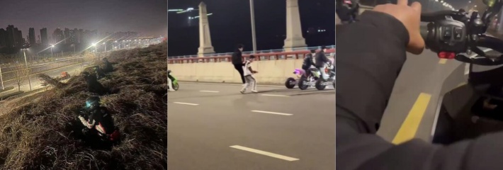 郑州奥体中心 精神小伙骑着电摩挑衅交警 被交警设卡拦下接受教育