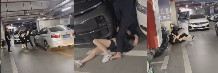 广东东莞 两名宝马女车主 地下车库互不相让 直接下车真人PK