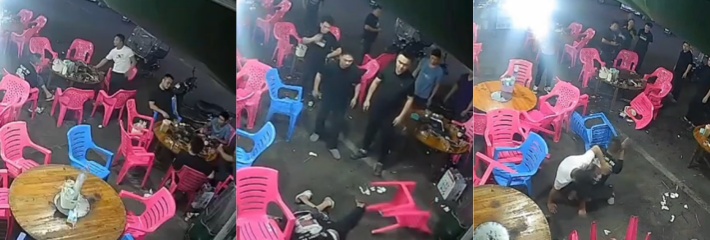 深夜大排档兄弟打架现场流出 所谓喝青岛啤酒打亲朋好友！
