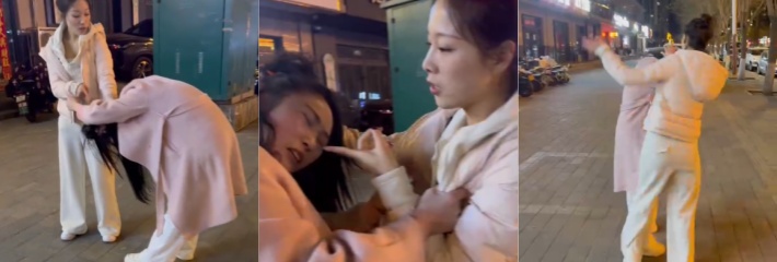 情人节你却非要当别人的情人 粉衣少妇勾搭00后弟弟被其女友抓获 原配强悍扯头发暴击！