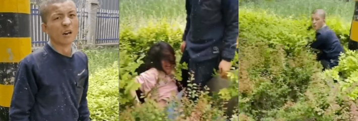 男子光天化日之下 把妹子按在马路边强奸 是个狠人！完全无视他人 按住就操