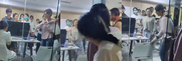 山西运城好仕途教育咨询有限公司 一名女学员讨要学费无果 被逼无奈拿刀架在自己脖子上！
