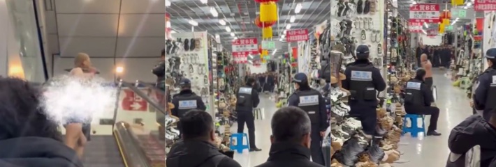 吉林延吉西市场双刃大哥精神崩溃 持双刀街头暴走 谁家父亲谁家老公压力爆棚！