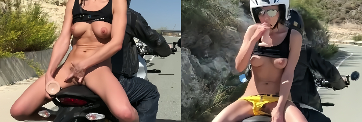 国外重机猛男盘山路狂飙 后座女友竟当场高难度自慰 画面太刺激！