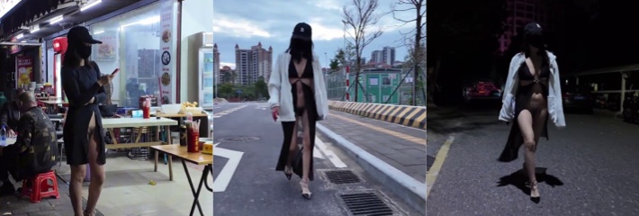 网红户外露出 女神Cikaimoon 城市街头白天到黑夜 性感身材大胆魅惑路人！