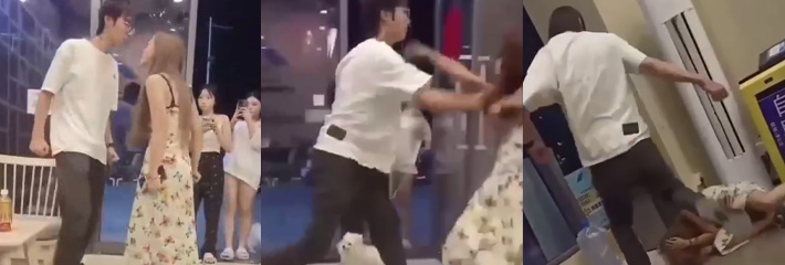 情侣吵架女友吐口水挑衅 男友怒火中烧直接开大挥拳猛攻 对其疯狂输出！