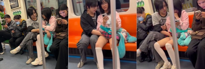 上海地铁7号线一对情侣车厢内做不雅动作 男子伸进女孩裤裆就是一顿掏 把旁边的小哥都看傻眼了！