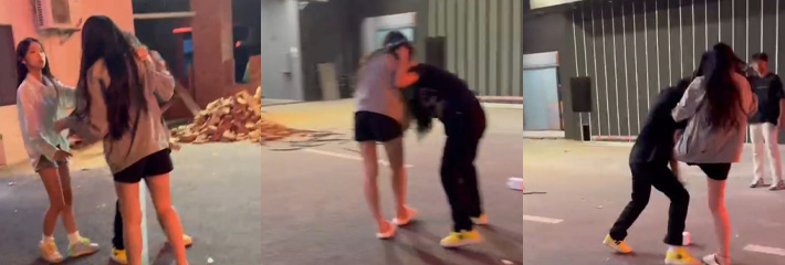 实拍精神小妹打架,最爱看女人打架了，可惜穿的都是裤子，扒光了打才更精彩！