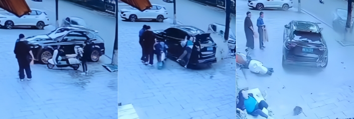 岳阳湘阴惊现人体保龄球 轿车失控撞上路边SUV顶飞车旁女子 这也太倒霉了吧