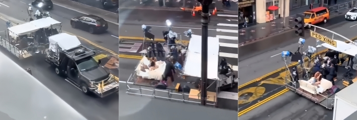 西方开放从不耍嘴皮子！巴黎街头上演移动炮车 露天拍摄AV 尺度炸裂全网！