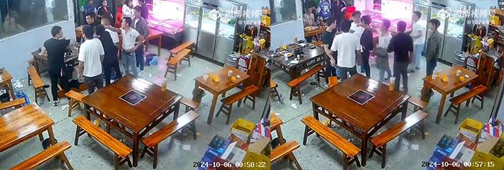 一饭馆内男子看了眼丝袜女就惹上麻烦 几人上演餐桌冲突引发群殴！
